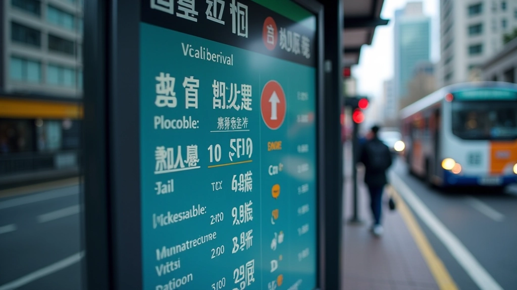 Digital display board at bus stop showing real-time arrival times for multiple routes
