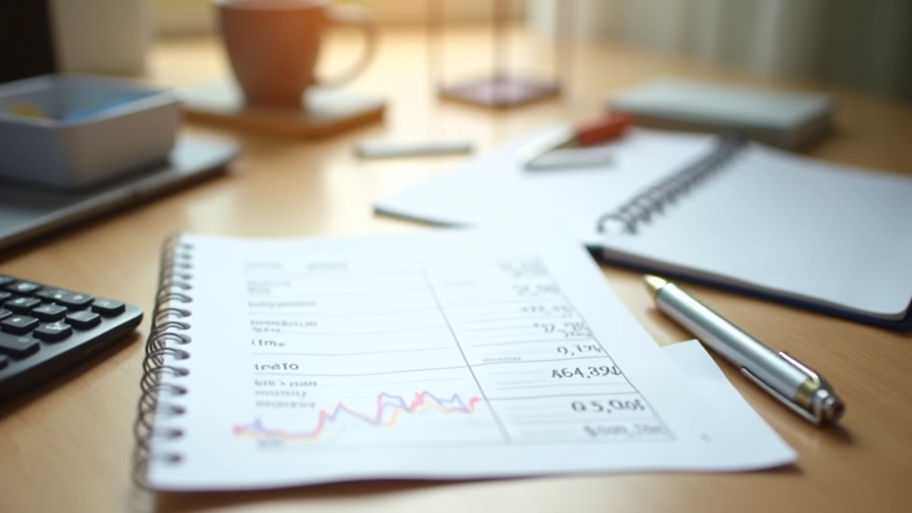 Notebook with handwritten budget notes and calculator showing transport costs calculation