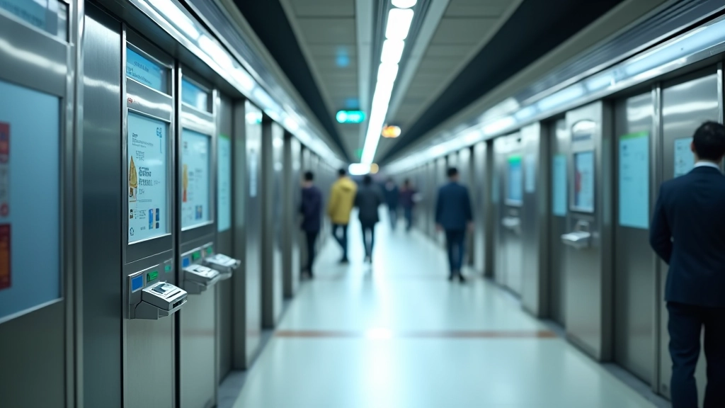 MTR ticket reader and fare payment system at station entrance, showing various payment methods and fare display