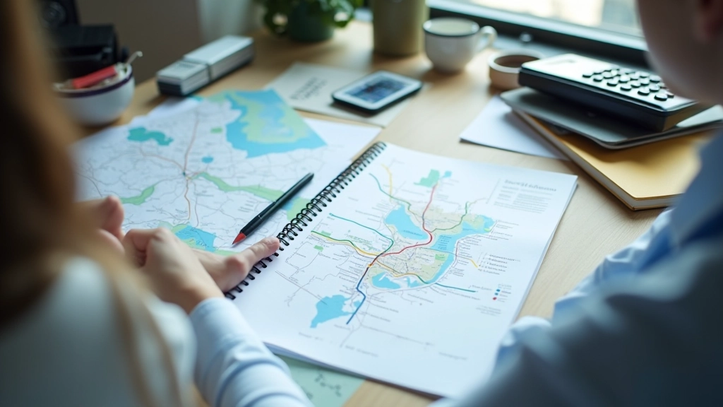 Someone working through transport cost calculations with maps and notes spread across a desk