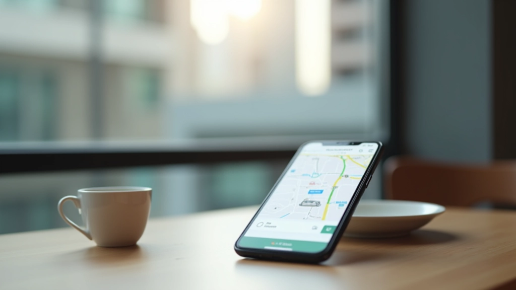 Taxi and ride-hailing app icons on smartphone with city background