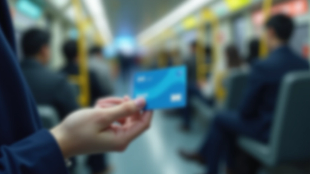 Octopus card held up showing blue color and tap interface